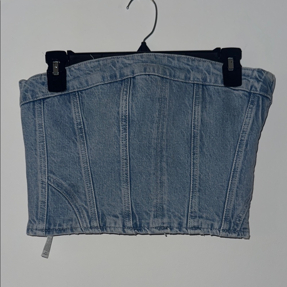 Light Blue Denim Crop Corset